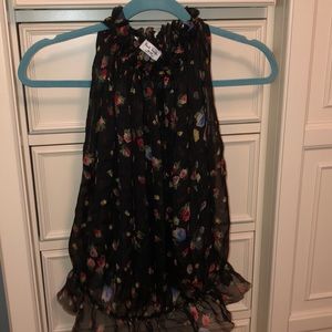 Paul Smith black floral sleeveless silk top